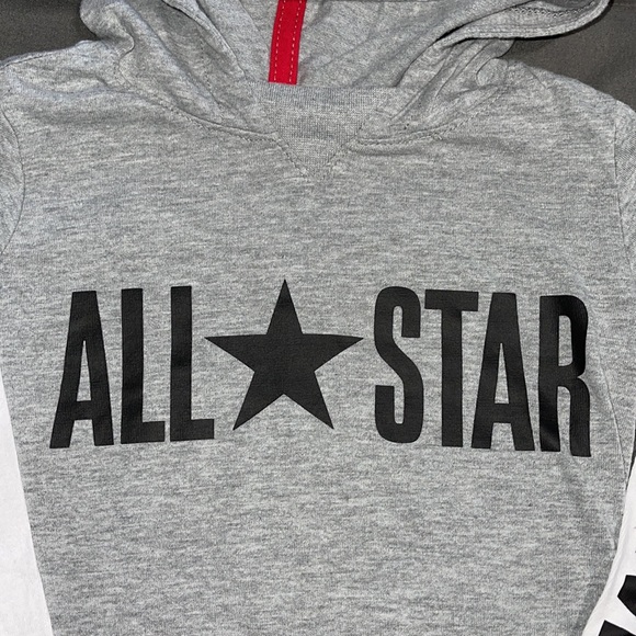 All Star Converse Kid Boy Lightweight Long Sleeve Tee with Hoodie - Picture 4 of 5